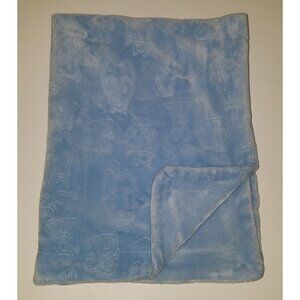 Baby Thro Blue Embossed Blanket Forest Animals Bear Deer Raccoon Rabbit